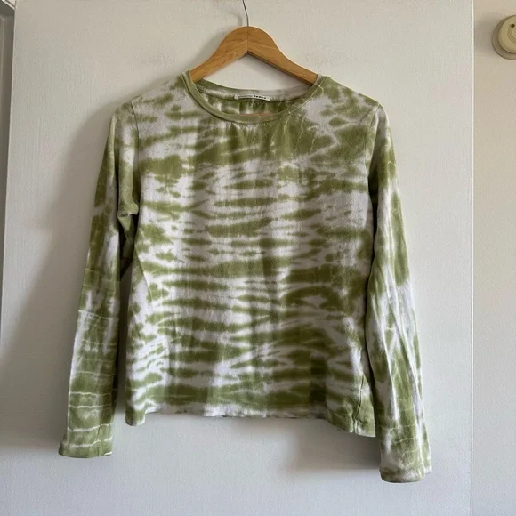 Reformation Jeans Green Tie Dye Organic Cotton Long Sleeve Top size XS EUC - Picture 3 of 7